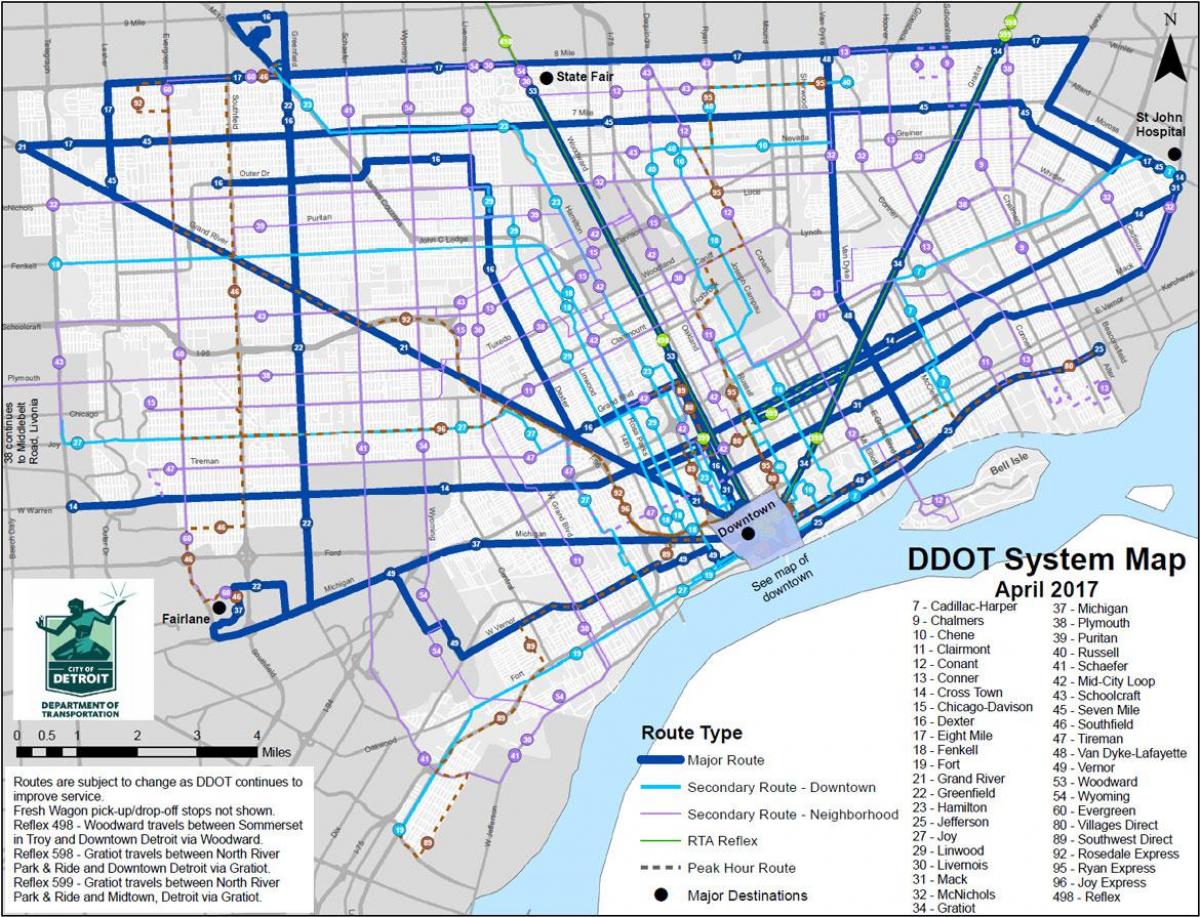 מפה של דטרויט אוטובוס