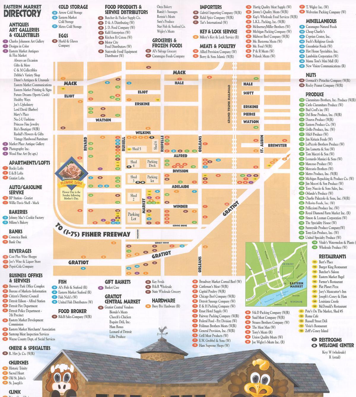המפה של שוק מזרחי דטרויט