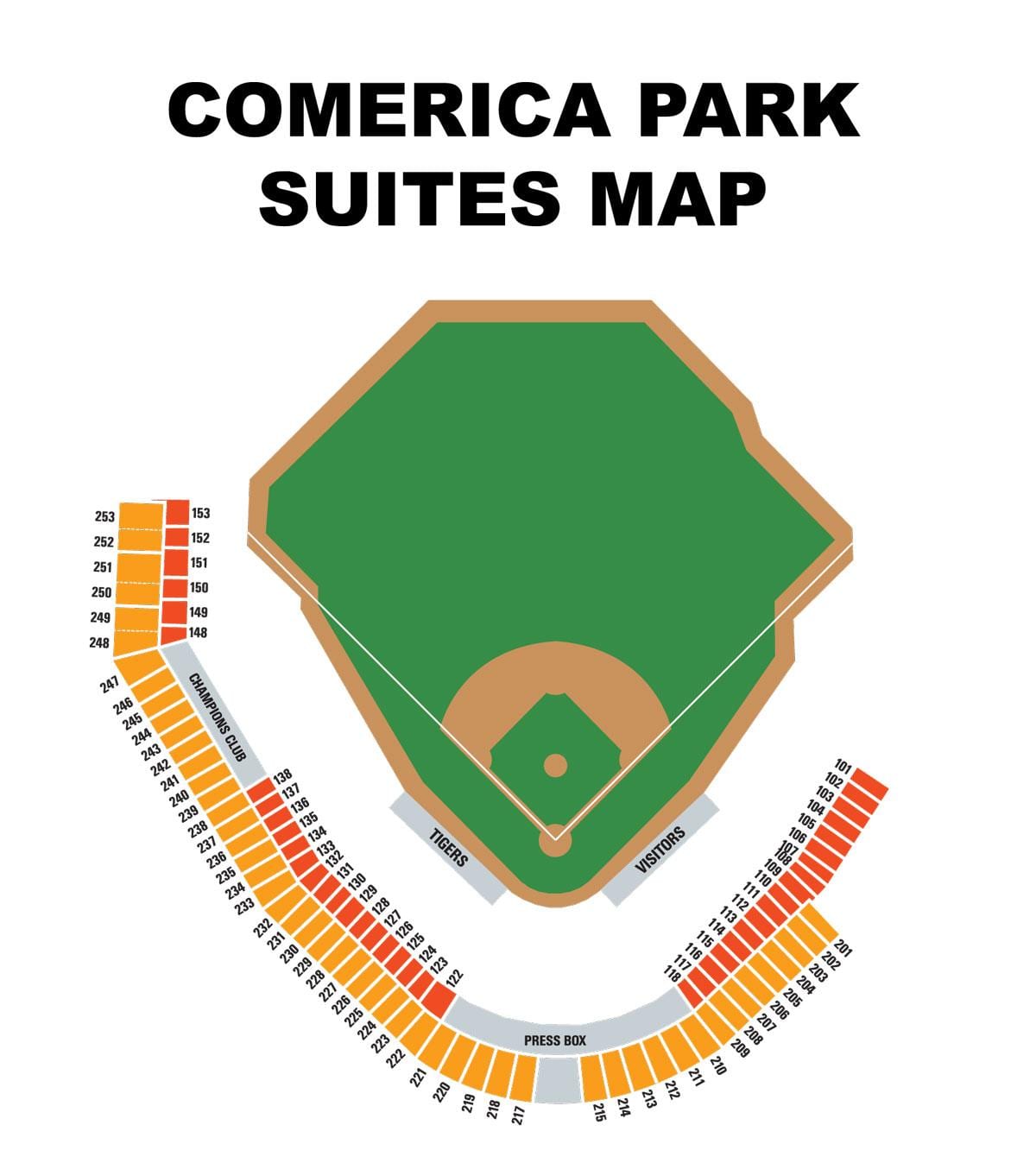 comerica park מפת ישיבה